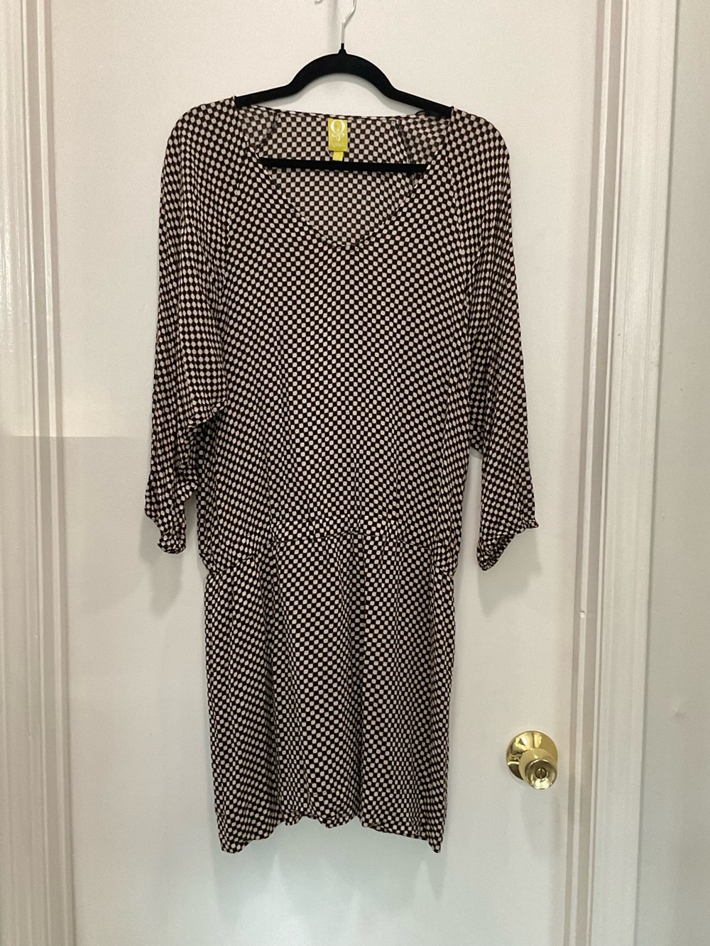 QMack Black and White Geometric Print Long Sleeve Dress